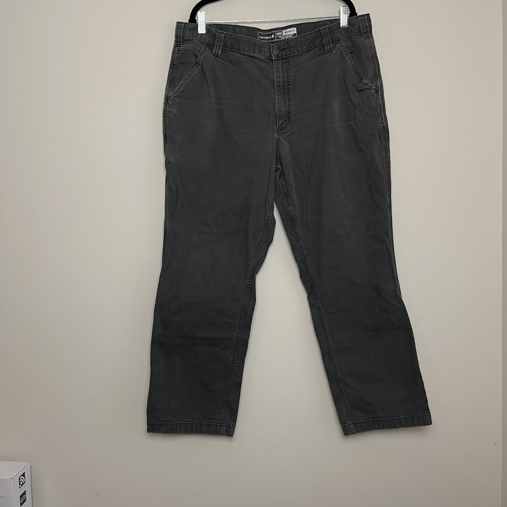 Carhartt Relaxed Fit Gray Cargo Straight Leg Work‎ Denim Men's Sz 40x32
